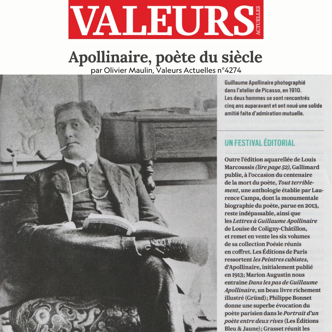 Valeurs Actuelles - Guillaume Apollinaire, poète du siècle 1 You are currently viewing Valeurs Actuelles – Guillaume Apollinaire, poète du siècle