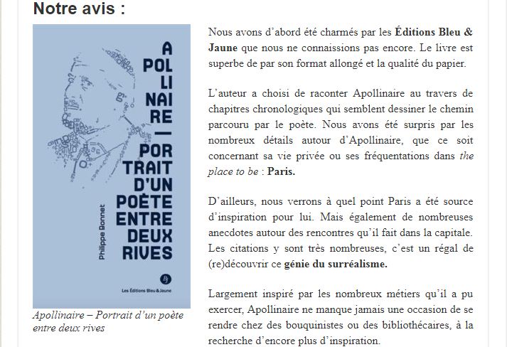 You are currently viewing Livre : Apollinaire, Portrait d’un poète entre deux rives (France net infos)