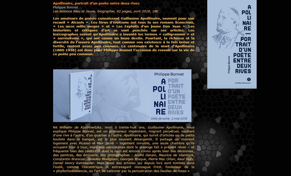 Découvertes : Apollinaire, Portrait d’un poète entre deux rives (par Hilaire Alrune, Yozon Littérature) 1 You are currently viewing Découvertes : Apollinaire, Portrait d’un poète entre deux rives (par Hilaire Alrune, Yozon Littérature)