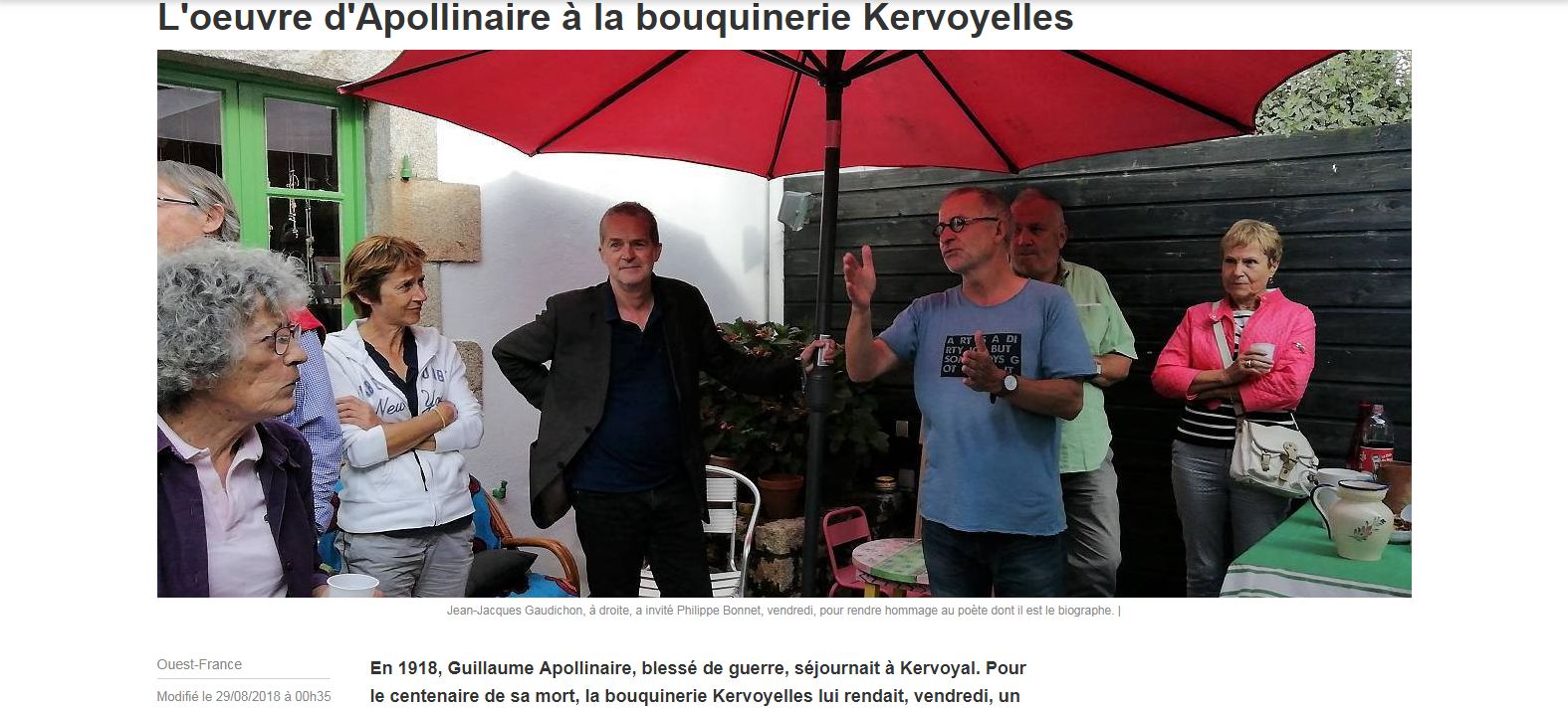 L'œuvre de Guillaume Apollinaire à la bouquinerie Kervoyelles (Ouest-France) 1 You are currently viewing L’œuvre de Guillaume Apollinaire à la bouquinerie Kervoyelles (Ouest-France)