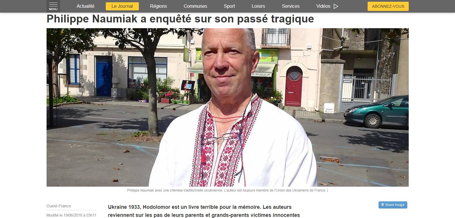 You are currently viewing Philippe Naumiak a enquêté sur son passé tragique (Ouest-France)