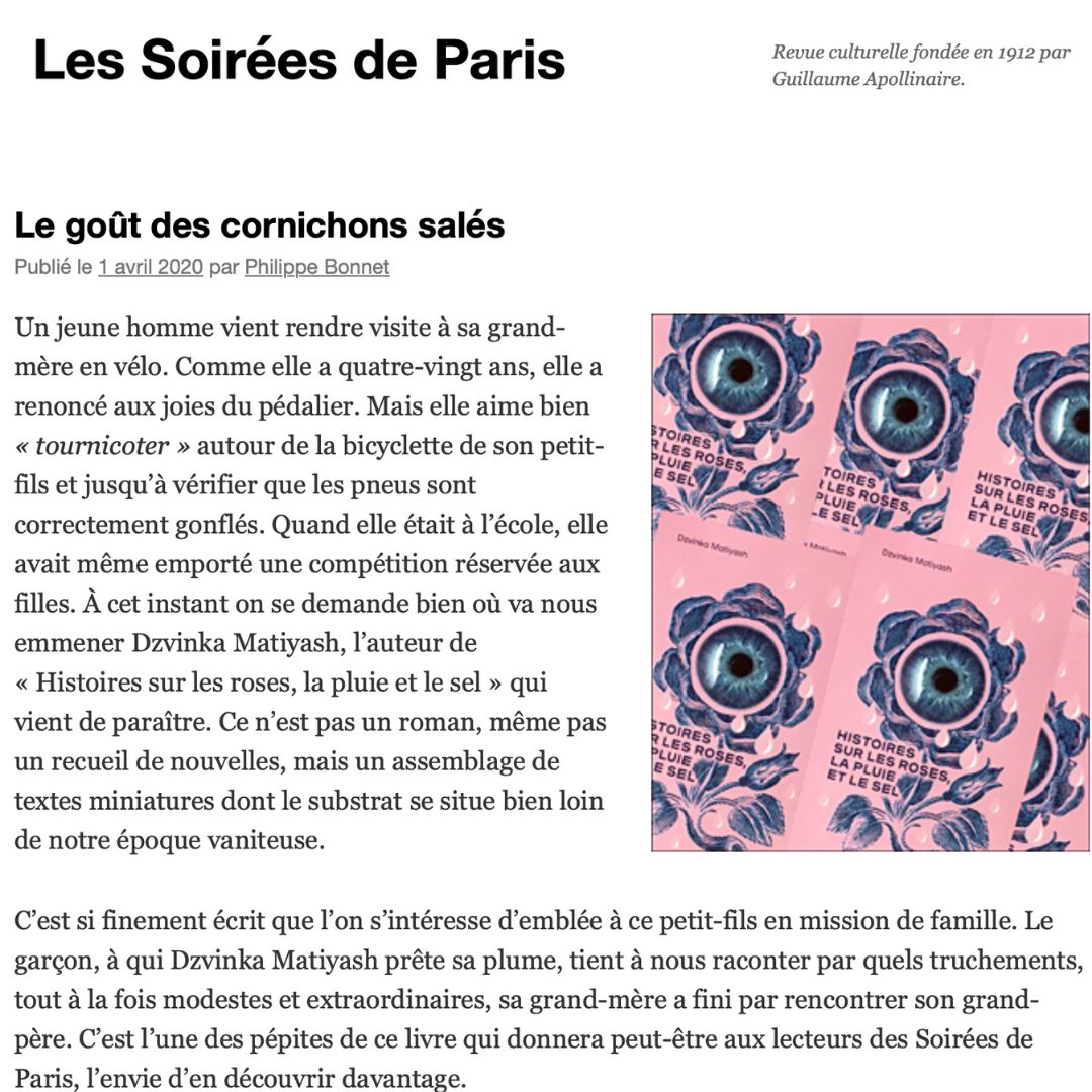 You are currently viewing Les Soirées de Paris – Le goût des cornichons salés et la Sainte Vierge